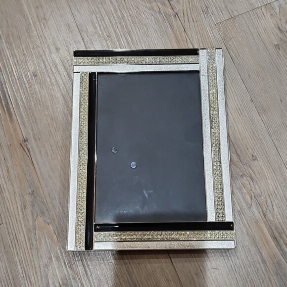 Vintage Bowring Picture Photo Frame Black And Clear Gemstones - Picture 1 of 5